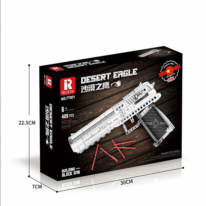 Reobrix Desert Eagle Building Block Gun - Build a replica of the legendary Desert Eagle pistol with this fun and educational construction