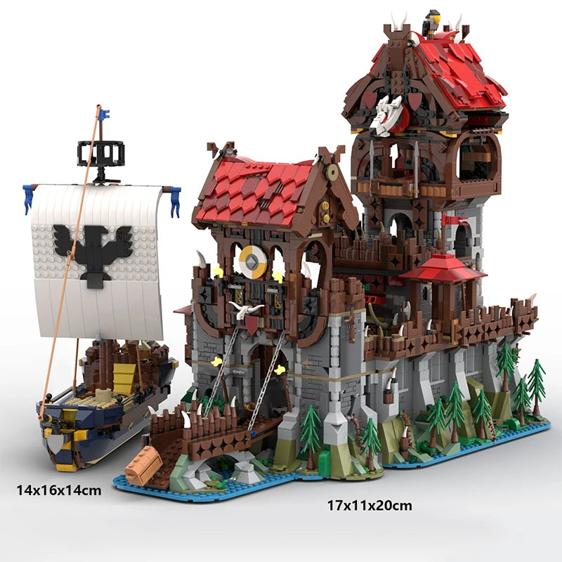 Pieces Wolfpacked Tower Medieval Ship Building Bricks set