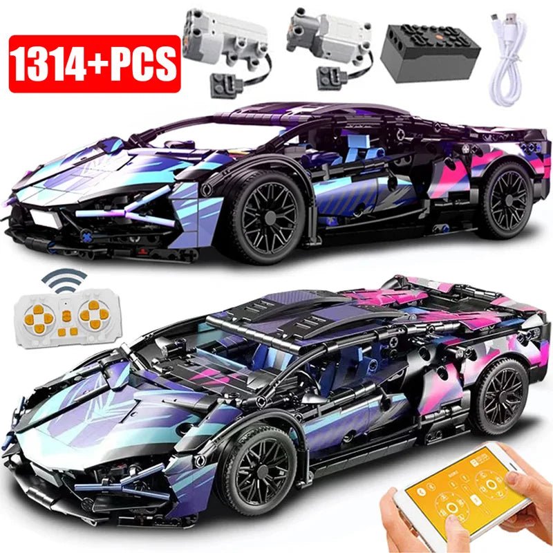 עיר טכני רכב Cyberpunk Lambo Sian FKP37 Speed ​​רכב מירוץ אבני בניין Fit 42115 צעצועי הרכבה לילד מתנת יום הולדת