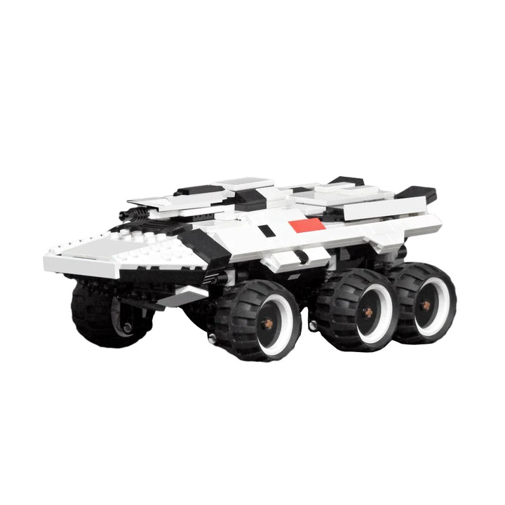 Space Rover Explorer Building Blocks Kit featuring a sleek and detailed rover model with large wheels and futuristic design