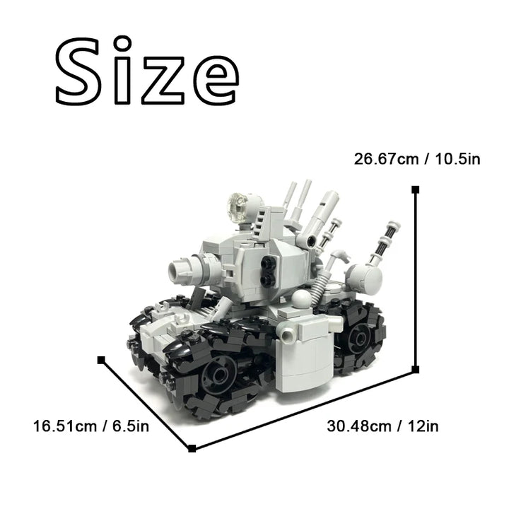 Tactical Battle Tank Building Blocks Kit featuring a rotating turret, detailed weaponry, and rugged tracks