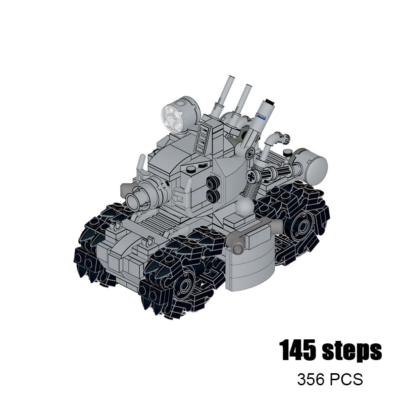 Tactical Battle Tank Building Blocks Kit featuring a rotating turret, detailed weaponry, and rugged tracks