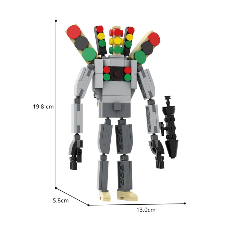 The Traffic Light Man & Mini Cameraman Building Blocks Toy inspired by Skibidi Toilet, perfect for DIY enthusiasts and children’s gifts.