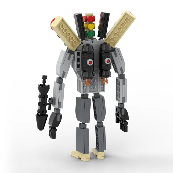 The Traffic Light Man & Mini Cameraman Building Blocks Toy inspired by Skibidi Toilet, perfect for DIY enthusiasts and children’s gifts.