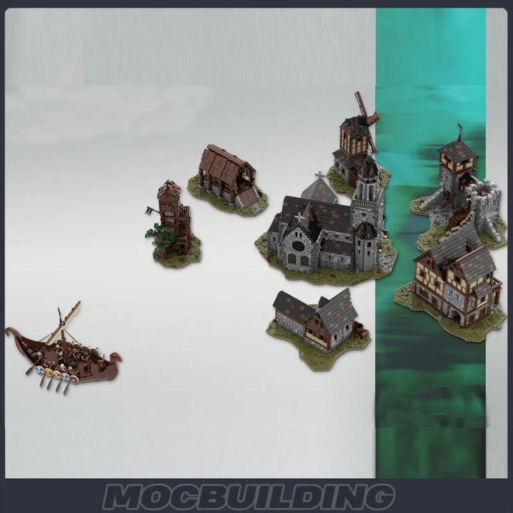 Ultimate Medieval Fortress Village Building Block Model featuring a detailed medieval castle and village, perfect for collectors, history enthusiasts, and creative builders.