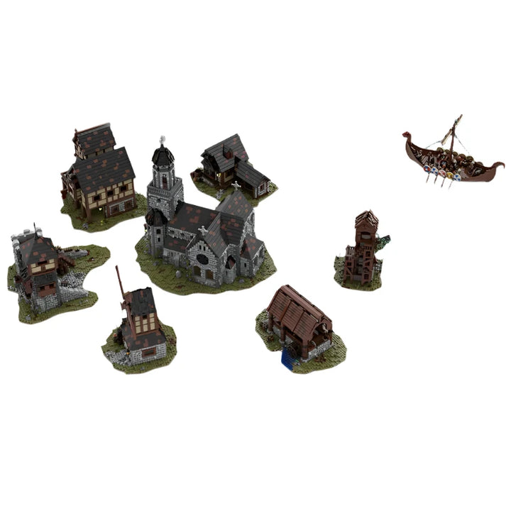 Ultimate Medieval Fortress Village Building Block Model featuring a detailed medieval castle and village, perfect for collectors, history enthusiasts, and creative builders.
